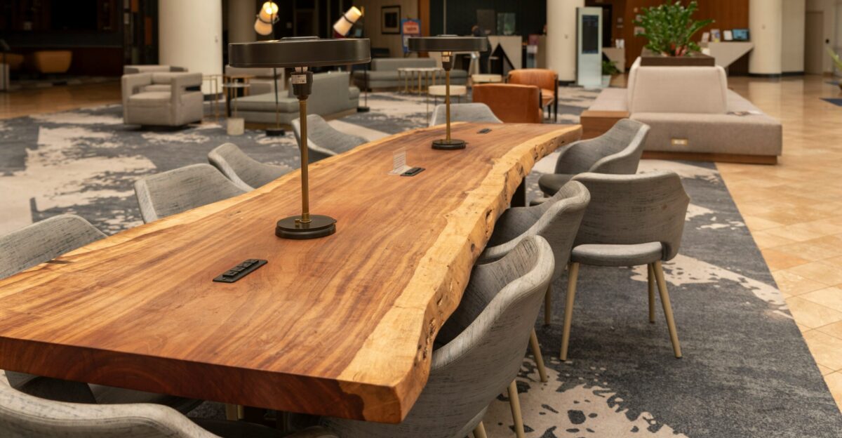 brown wooden table with chairs