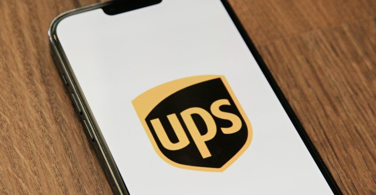 a phone with the ups logo on it