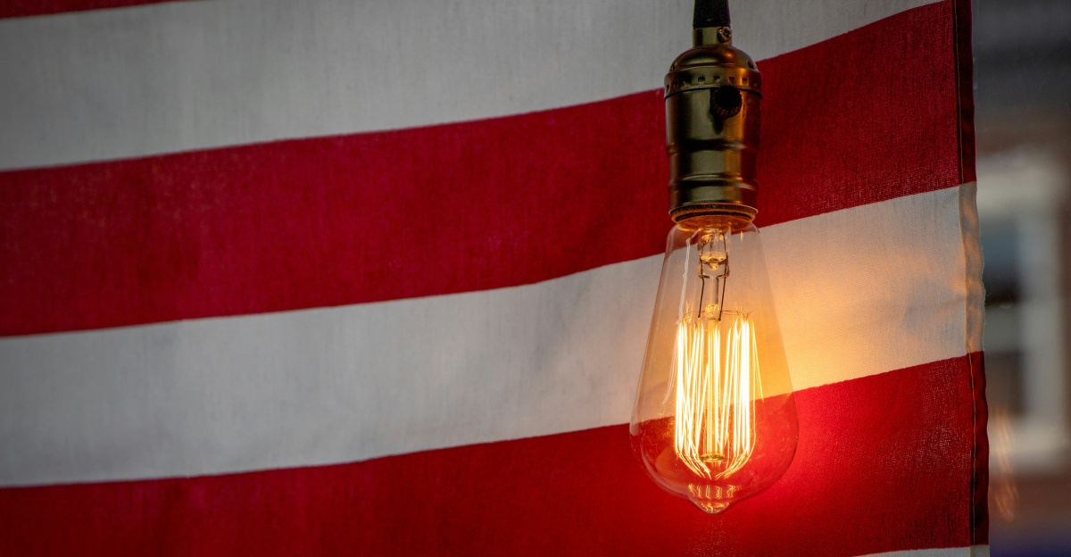 a close-up of a key chain on a red and white striped surface