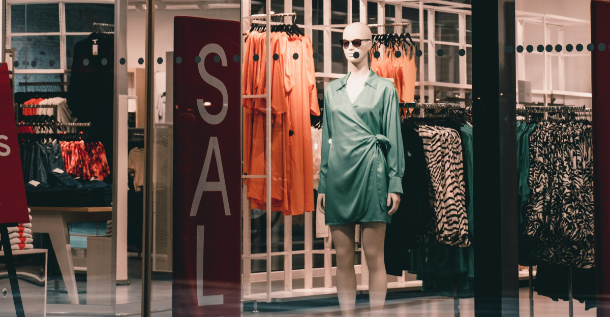 a store front with a mannequin in the window