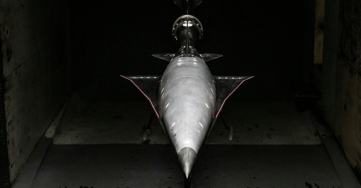 an airplane is shown in a dark room