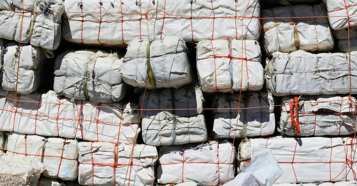 a pile of bags of cement sitting next to each other