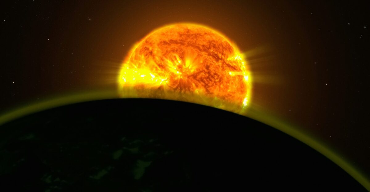 a bright sun is seen over the earth