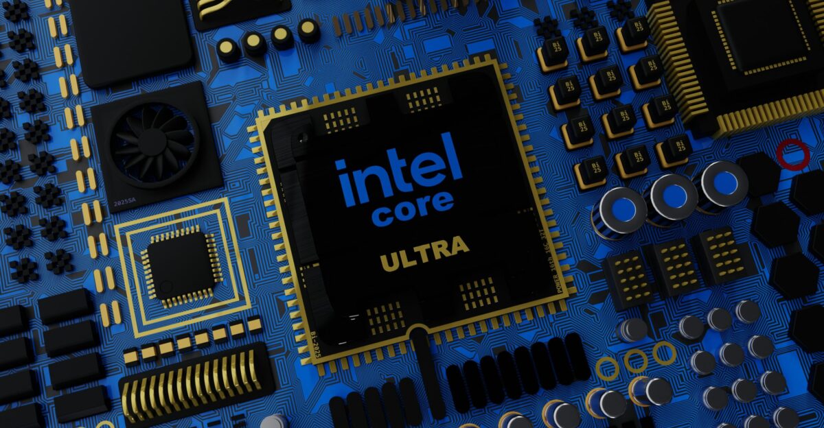 a close up of a computer chip with the intel core logo on it