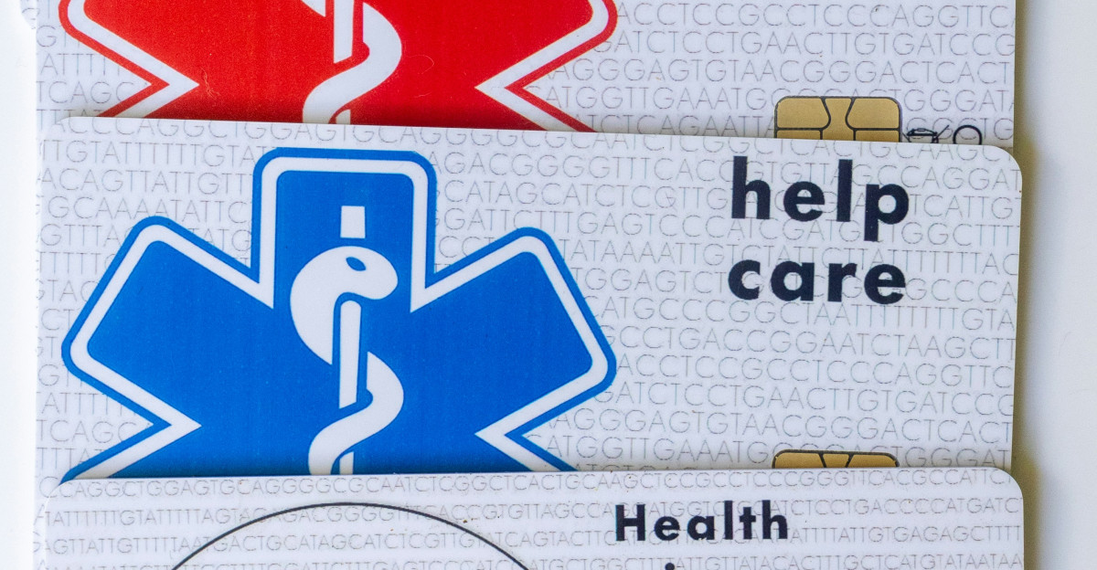 Three medical id badges with a cadus symbol on them