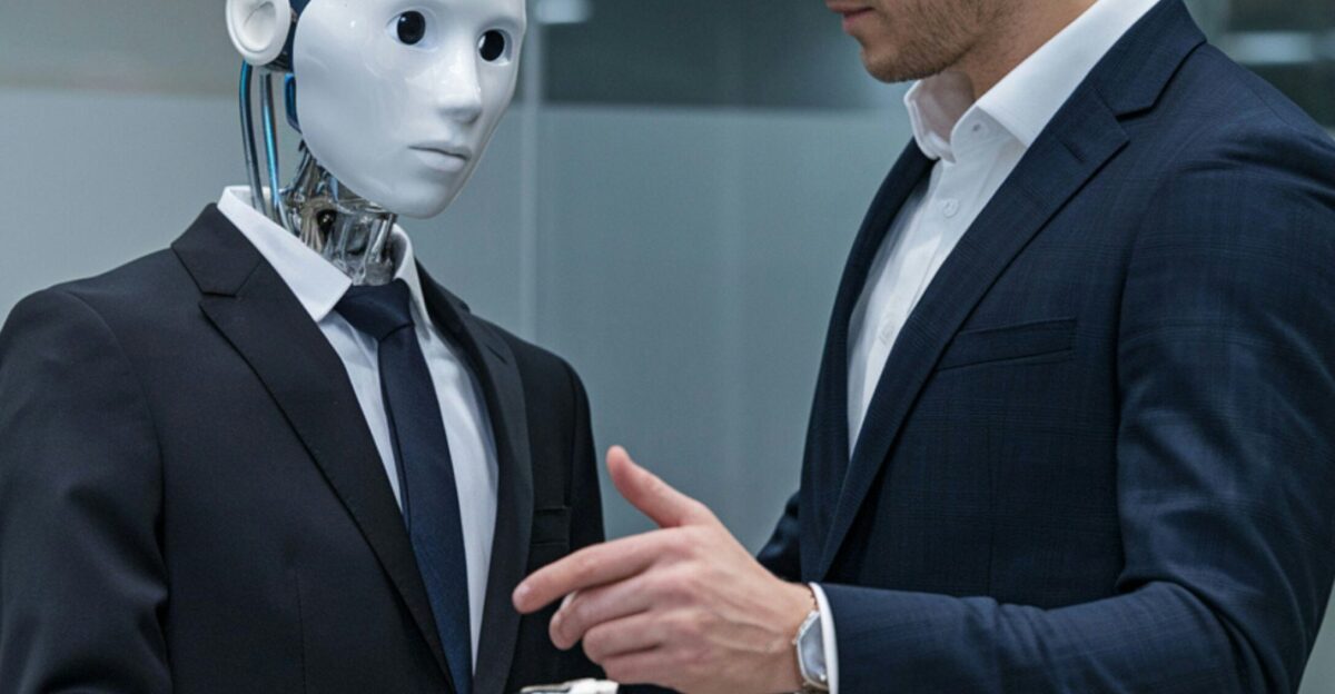 A man shakes hands with a robot