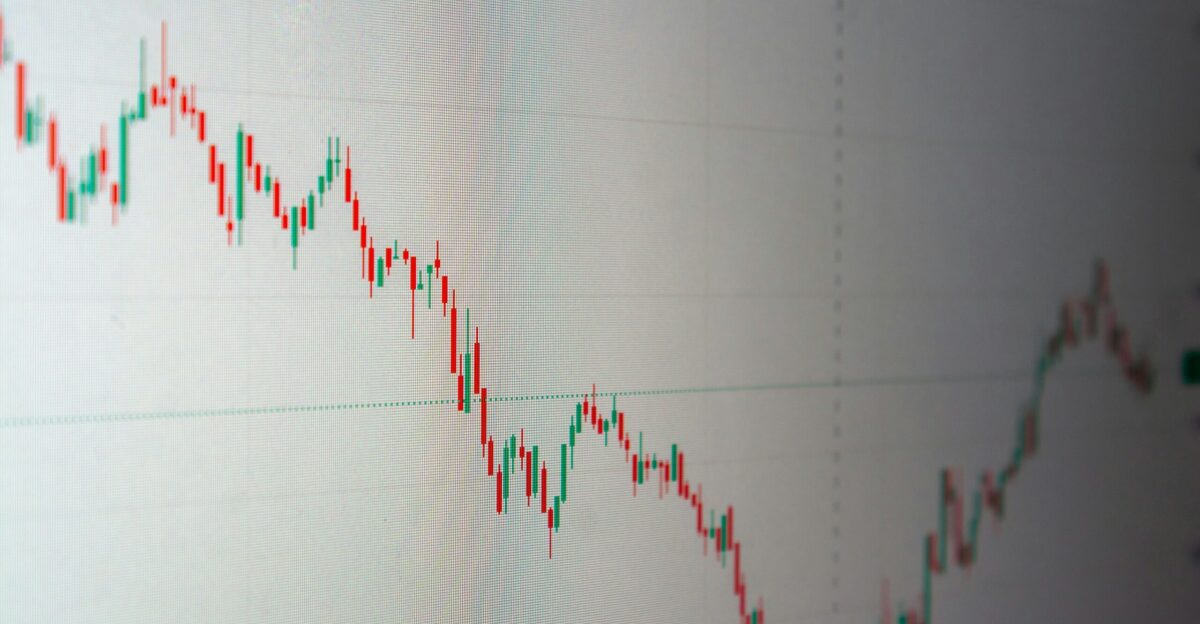 Stock market chart shows a downward trend