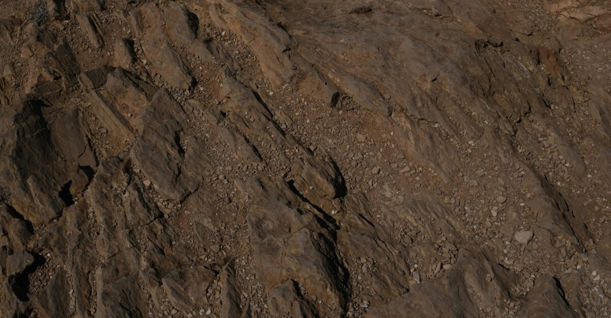 Rough textured rock surface with layers visible