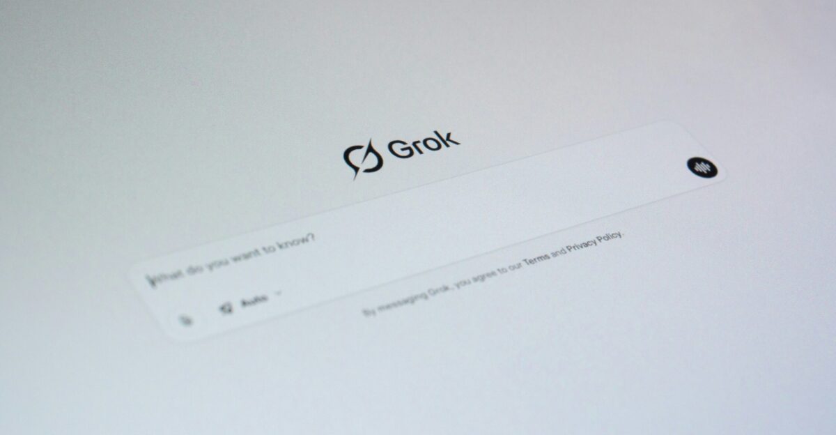 Grok ai interface with a question prompt