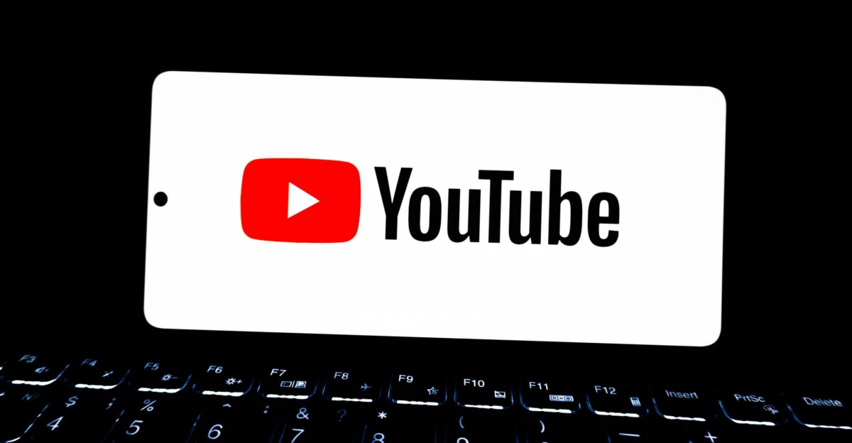 Youtube logo displayed on a smartphone screen