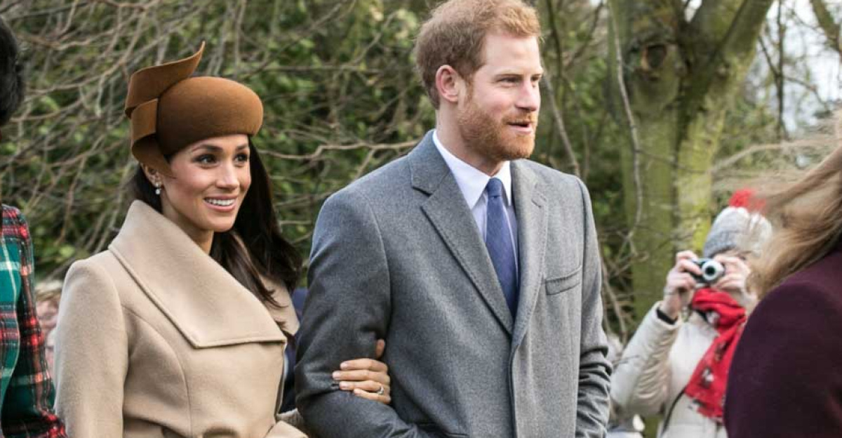 Prince Harry and Meghan Markle with other members of the Royal family going to church at Sandringham on Christmas Day 2017.