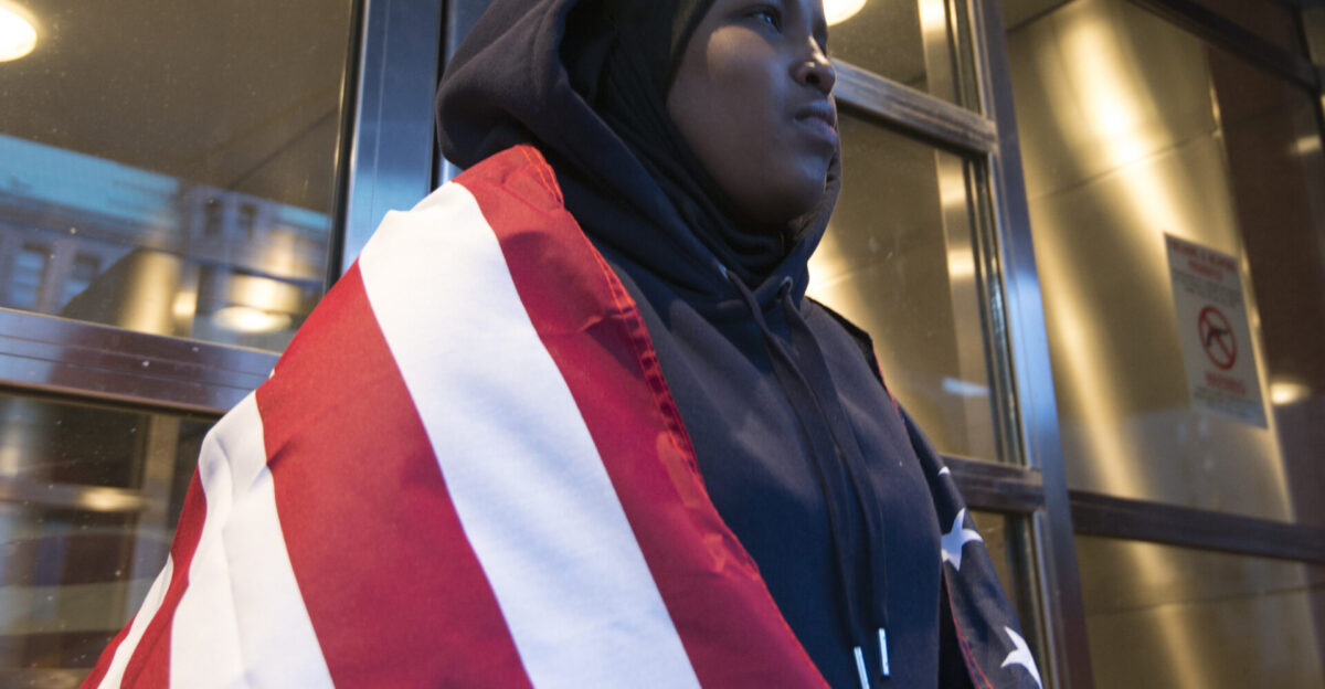 Minneapolis Minnesota January 31 2017 Around 7000 protesters gathered in downtown Minneapolis to denounce Republican President Trump and express solidarity with immigrants On January 27 Republican President Trump signed an executive order barring Syrian refugees from entering the United States and blocking citizens of some Muslim-majority countries from entering the United States The countries are Iran Iraq Libya Somalia Sudan Syria and Yemen 2017-01-31 This is licensed under the Creative Commons Attribution License Give attribution to Fibonacci Blue