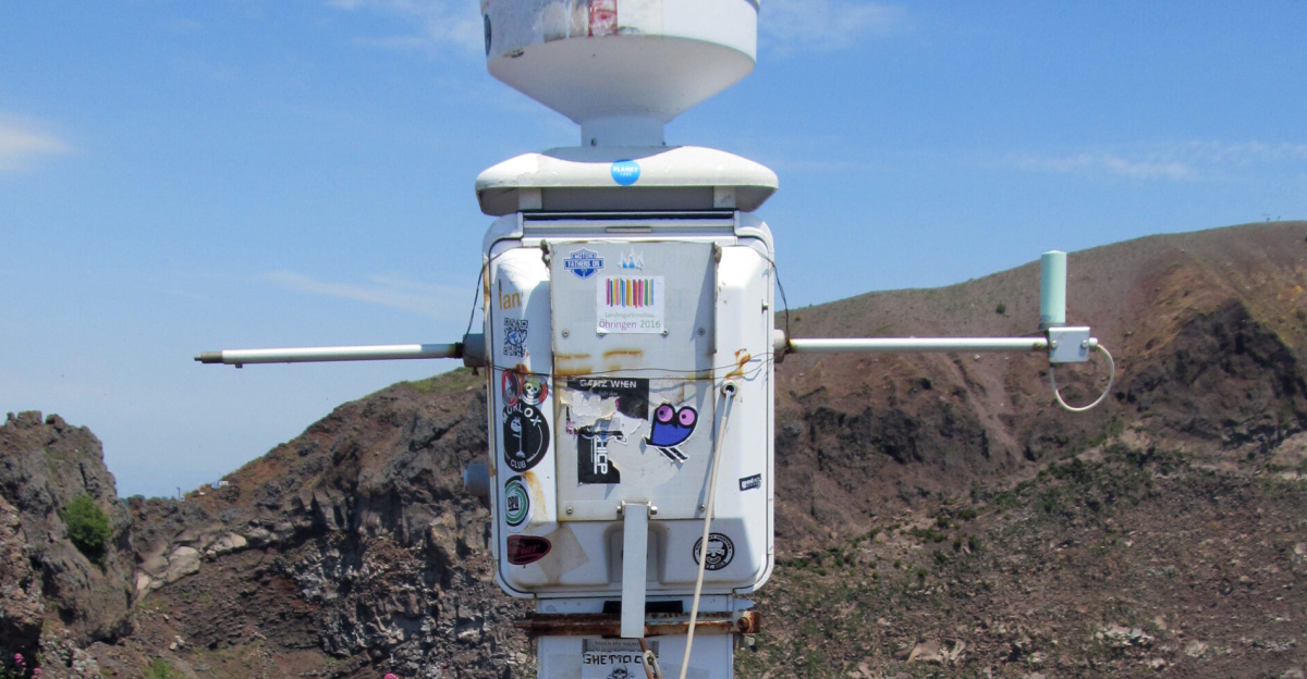 Vesuvius is covered in a wide network of seismic and gravimetric monitoring stations like this one. There are also satellite-based radars. All this is meant to track movement of magma beneath the surface, which could present a danger if it starting rising to the surface.