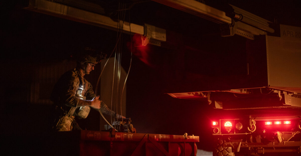 A U S Army Soldier assigned to Bravo Battery 2nd Battalion 300th Field Artillery Regiment loads Guided Multiple Launch Rocket System GMLRS rockets onto a M142 High Mobility Artillery Rocket System HIMARS in Northeast Syria The HIMARS is a long-range mobile precision fires launcher capable of launching multiple rockets to hit designated targets at a significant stand-off distance U S Army photo by Sgt Jamie Robinson