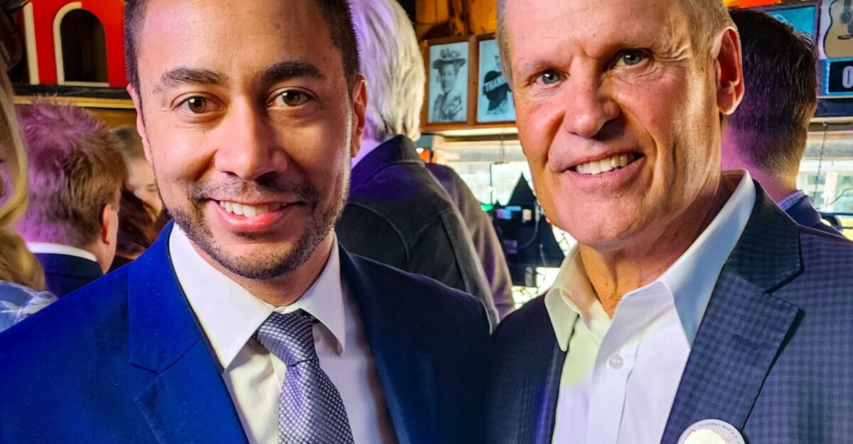 Tennessee Governor Bill Lee and Gebre Waddell after the passage of the ELVIS Act on March 21 2024