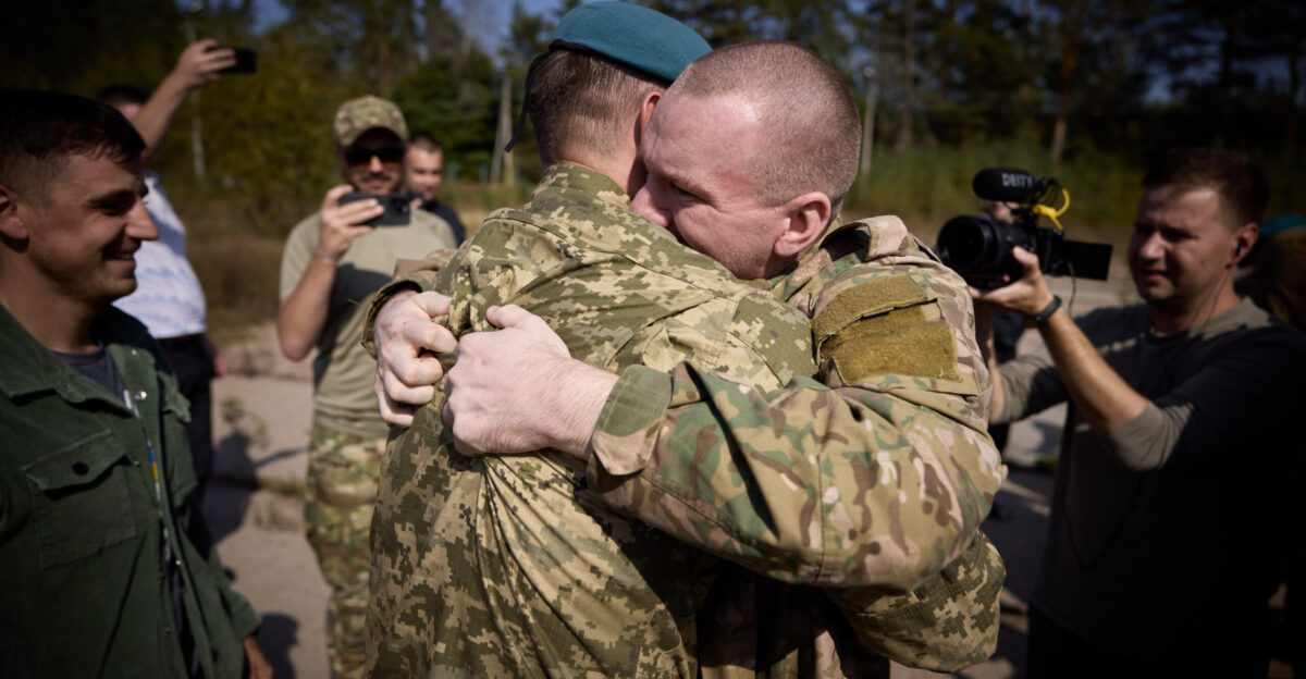 The new prisoner exchange on Sep 14 took place under the formula 103 for 103 Among those rescued were servicemen from the Armed Forces of Ukraine the National Guard border guards and police officers-defenders of Kyiv Donetsk Mariupol Azovstal as well as Luhansk Zaporizhzhia and Kharkiv regions