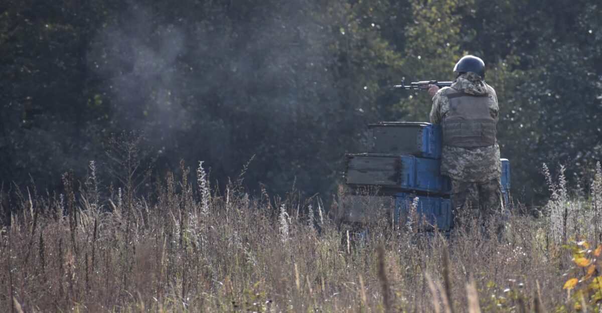 Ukraine soldiers conduct marksmanship training and small unit tactics during Rapid Trident 2019 Sept 21 2019 near Yavoriv Ukraine RT19 is an annual multinational exercise which involves approximately 3 700 personnel from 14 nations that supports joint combined interoperability among the partner militaries of Ukraine and the United States as well as Partnership for Peace nations and NATO allies U S Army National Guard photo by Staff Sgt Amanda H Johnson