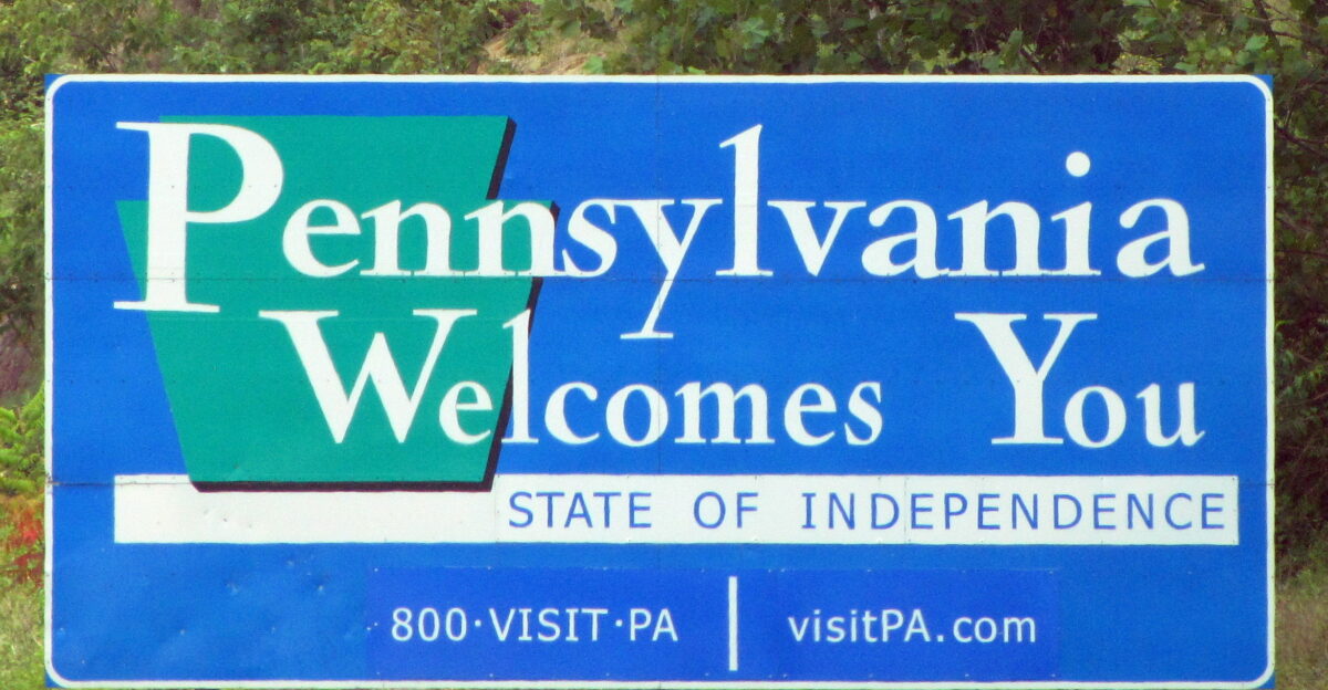 It s a picture of the welcome sign of Pennsylvania You would see it as you drive into the state