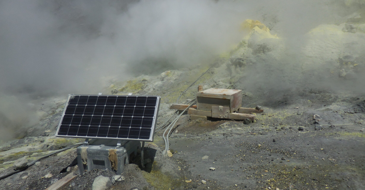White Island active volcano seismic sensors, Bay of Plenty, North Island, New Zealand