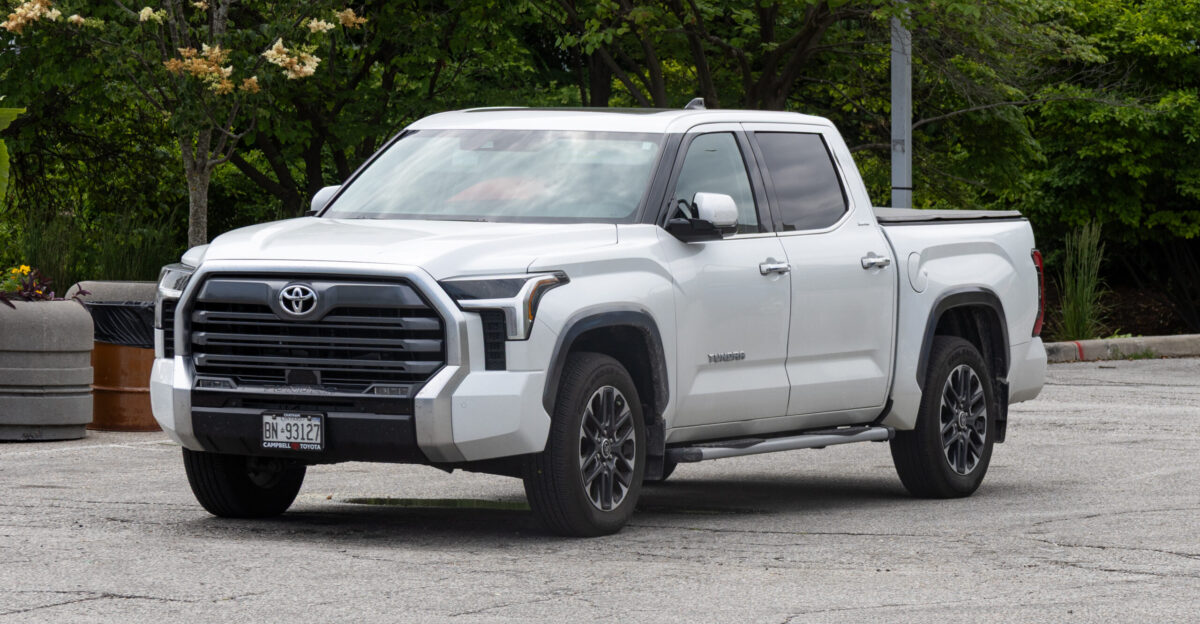 White Toyota Tundra at riverside Windsor Ontario 2025-06-14