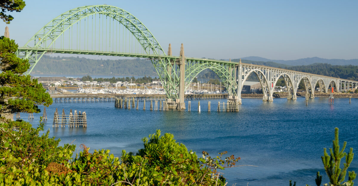 The Yaquina Bay Bridge from Yaquina Bay State Park in Newport Lincoln County