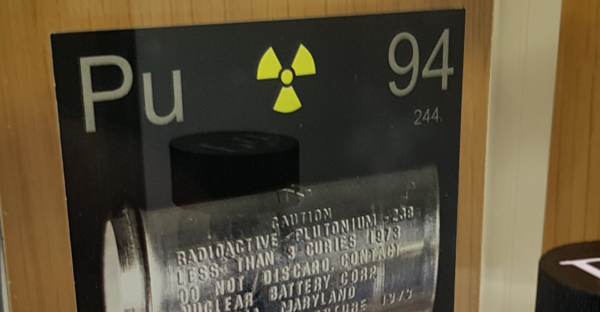 Radioactive Plutonium sample at Questacon museum, Canberra, Australia