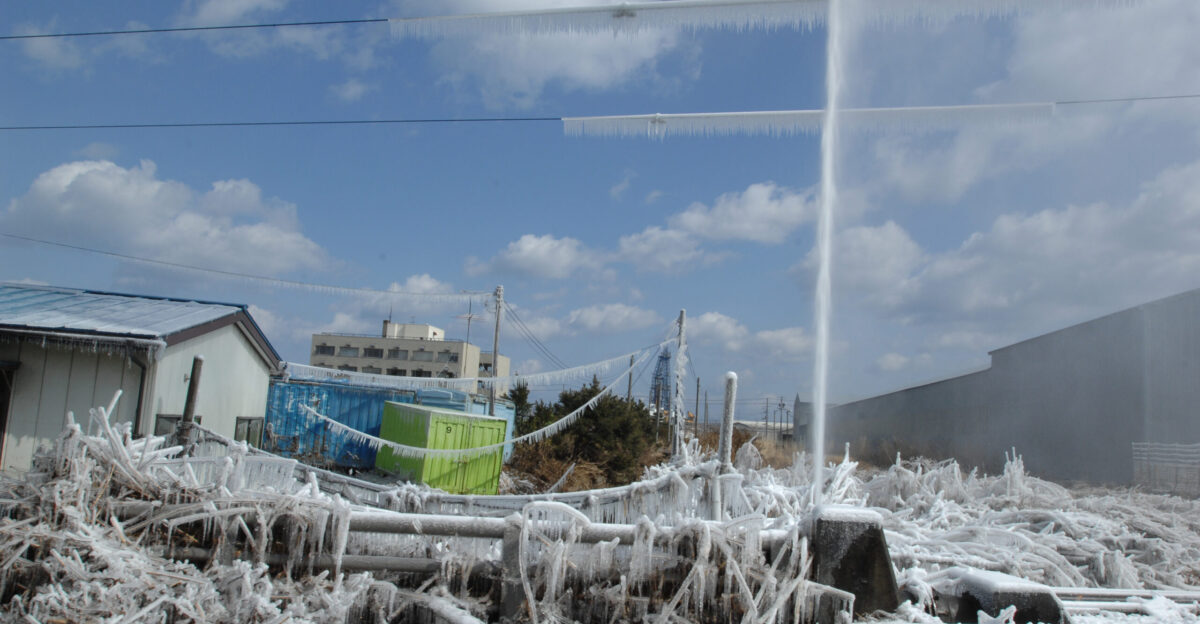 A damaged water pipe shoots into the air after a tsunami triggered by a 9 0 magnitude earthquake off the Northeastern coast of Japan The earthquake was the strongest ever recorded in Japan which caused considerable damage to the country s eastern coastline