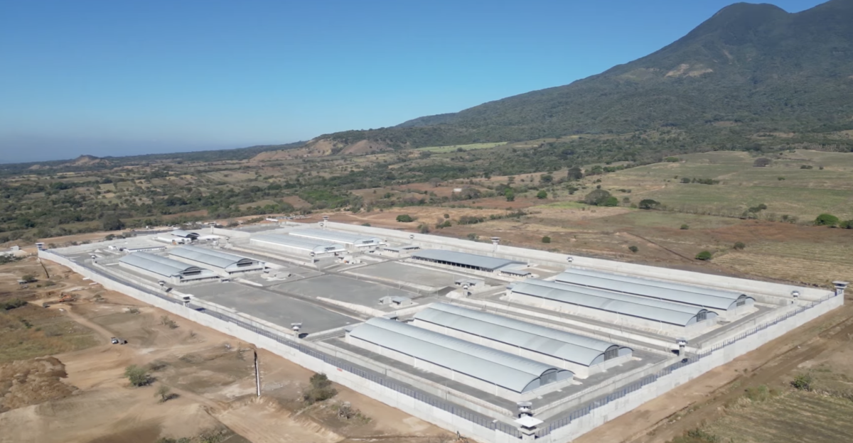 Aerial view of the Terrorism Confinement Center (CECOT)