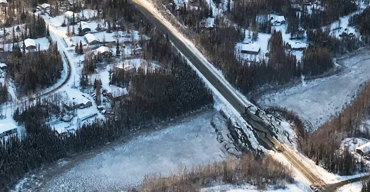 th Wing members performed an aerial damage assessment in a C-130J Combat King II Nov 30 2018 over Southcentral Alaska following the earthquake that hit the Anchorage and Matanuska-Susitna Valley areas In a matter of hours members of the Alaska Air National Guard s Maintenance and Operation groups turned a planned community engagement into an aerial survey of earthquake damage reporting findings to the State of Alaska s Joint Operations Center U S Air National Guard photo