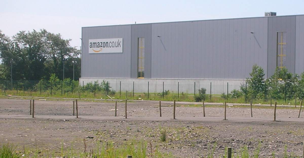 Amazon distribution warehouse, Crymlyn <span class="mw-valign-text-top" typeof="mw:File/Frameless"><a href="//commons.wikimedia.org/wiki/File:Amazon_distribution_warehouse,_Crymlyn_-_geograph.org.uk_-_3139516.jpg#ooui-php-4" title="Edit this at Structured Data on Commons"><img decoding=