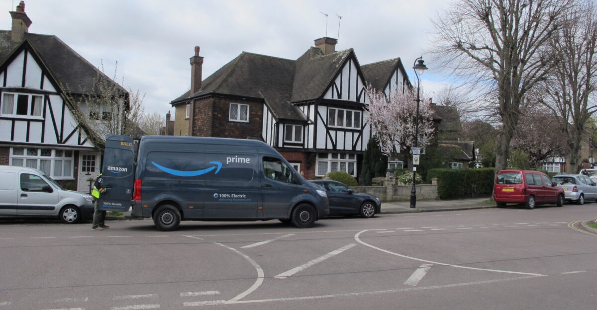 Amazon Prime 100 electric delivery van West Acton