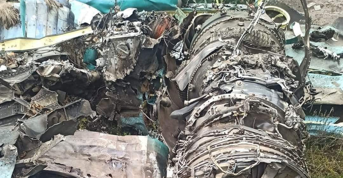 An RF-81852 Sukhoi Su-34 destroyed at Lyman after the Russian withdrawal