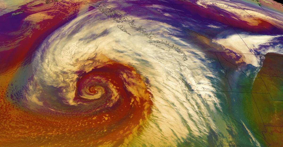 A powerful atmospheric river arrives in the Pacific Northwest.