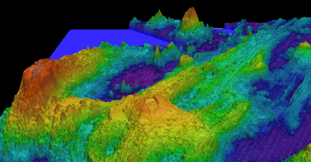 Exaggerated swatch bathymetry of Axial Seamount.