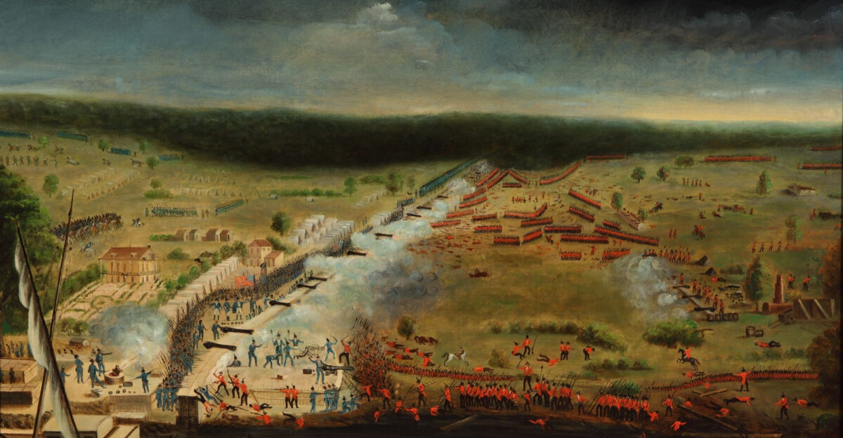 Battle of New Orleans Jean Hyacinthe de Laclotte New Orleans Museum of Art 29 1 2 x 36 in unframed Oil on canvas