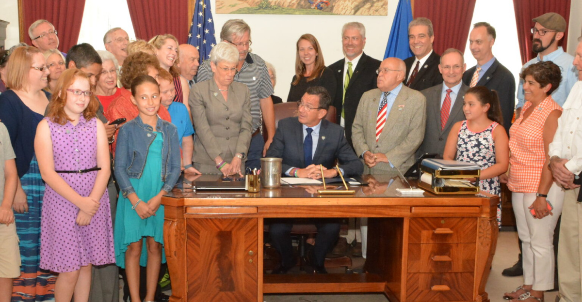 Governor Dannel P. Malloy ceremonial bill signing of Public Act 15-77: An Act Establishing a Children’s State Flower