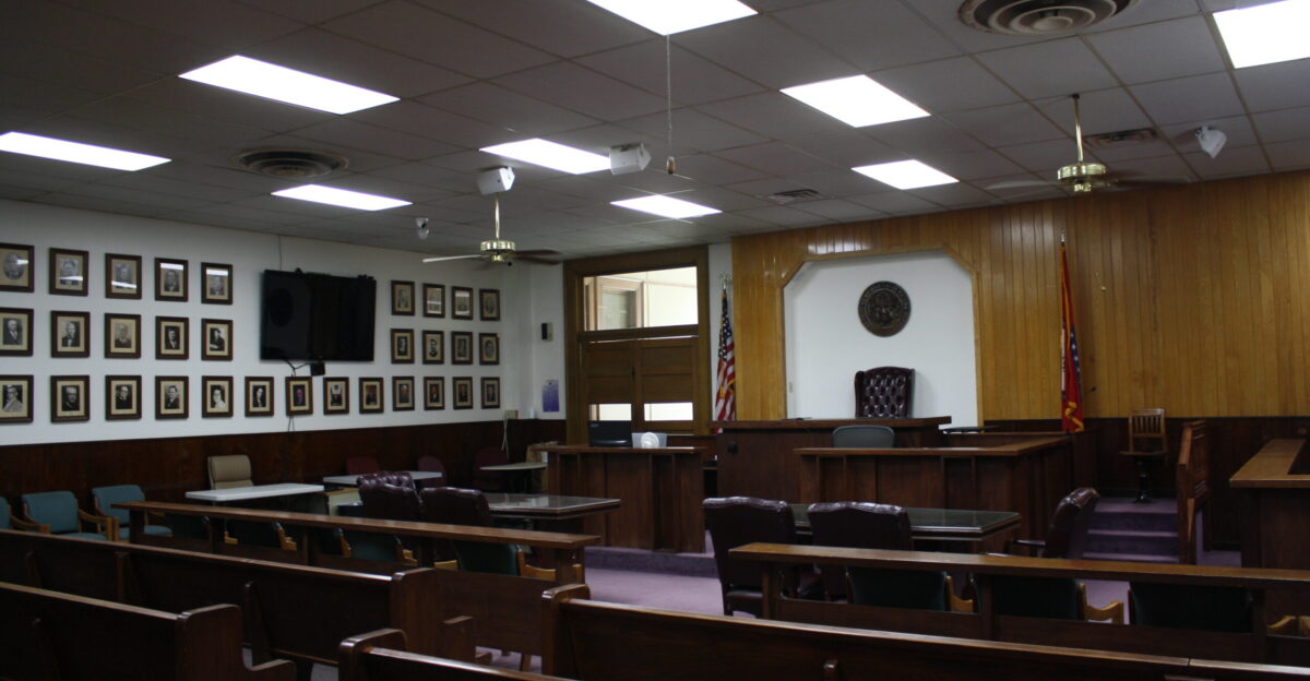 Courtroom at the Boone County Courthouse in Harrison