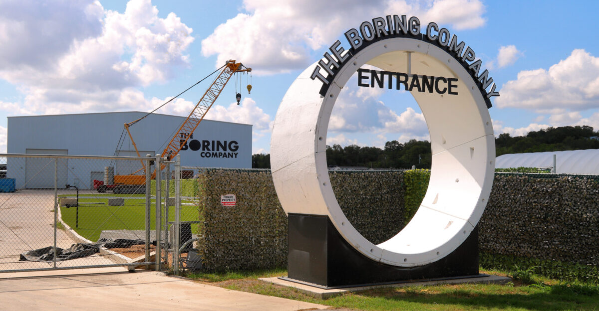 The entrance to The Boring Company facility in Bastrop County Texas United States