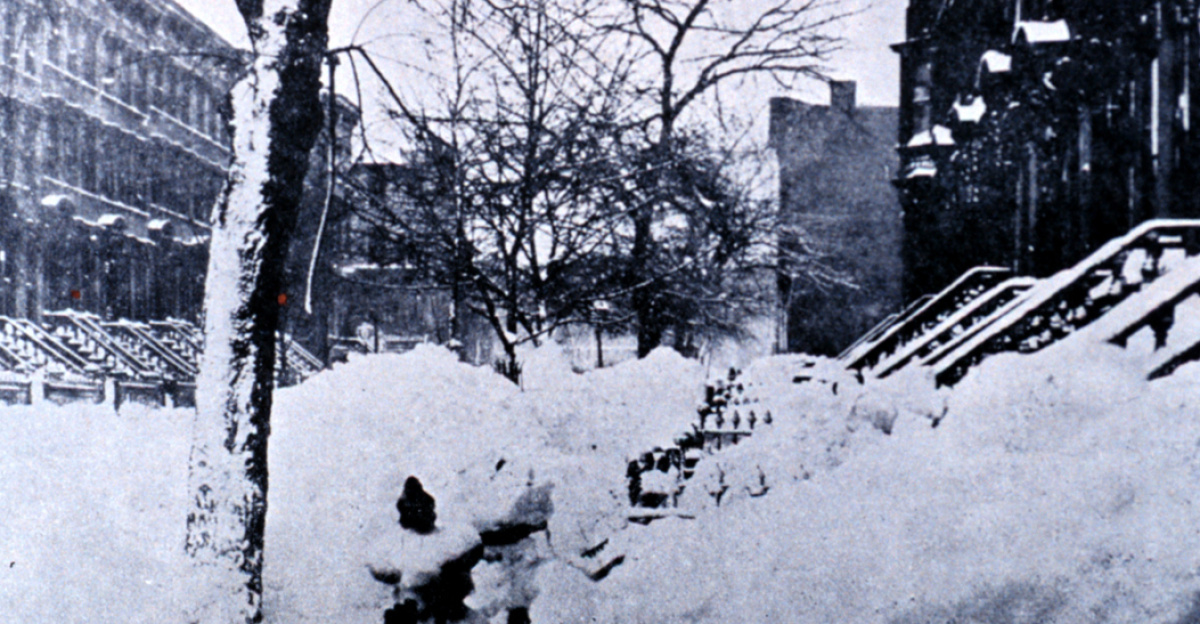 Blizzard of 1888, Park Place in Brooklyn NY. March 14, 1888.