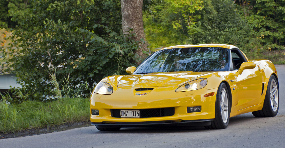 A Classic Chevrolet Corvette Z06 from 2006 at a Car meeting in Ulva Kvarn Uppsala