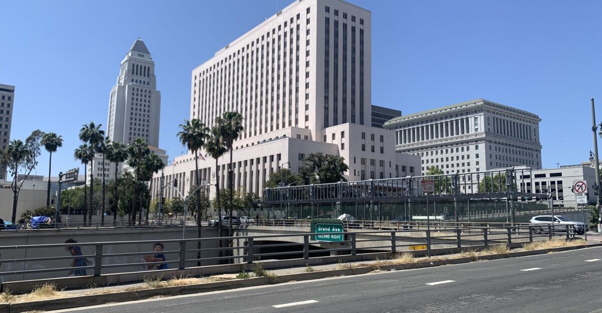 View of the Los Angeles Superior Court alongside the rest of Civic Center on April 14 2022 at 12 35 local time