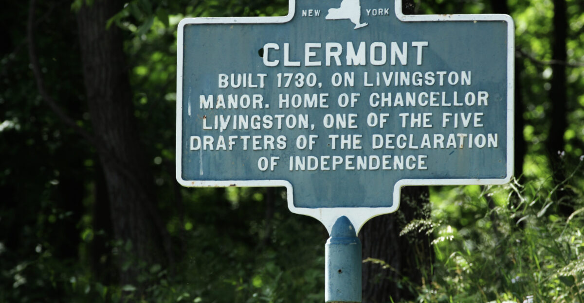 A historical marker for Clermont New York June 10 2022