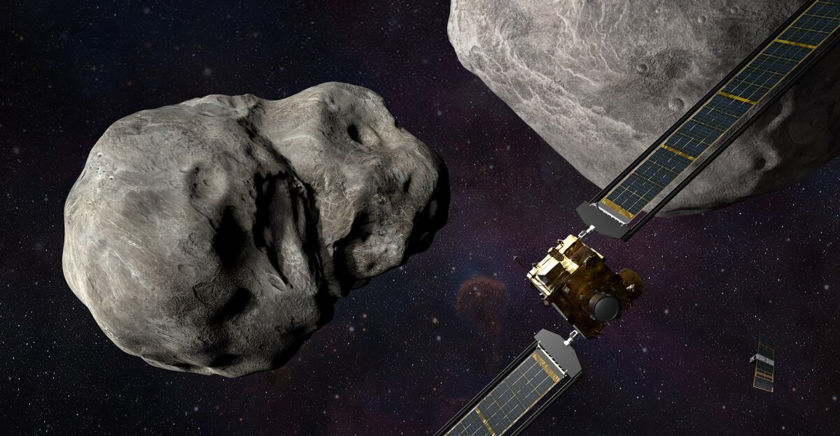 NASA Illustration of the DART spacecraft on final approach to the Didymos binary asteroid system with the Italian LICIACube observing the impact The DART spacecraft is on its way to slam into asteroid moon Dimorphos to change its orbital period around the sun ever so slightly We will be able to monitor the results vs simulation from Earth telescopes And this is how we will save the world Once a meteor is on final approach to Earth it is too late already unlike the movie treatments Instead the challenge is to find future threats decades earlier and nudge their velocity ever so slightly so that their trajectory integrated over years misses Earth entirely The challenge is one of early detection and n-body simulation over decades something that Moore s Law has only recently made tractable This is why I became a founding donor to B612 to develop the computational methods for tracking the busy cosmos of Near Earth Objects to figure out who needs to get rear-ended The defense is simple if we detect all future threats in advance TLDR from 10 years of B612 posts Survival is computational Intelligence allows us to see the future If DART succeeds NASA and other space agencies will team up to develop a fleet of planetary defense spacecraft that can intentionally redirect asteroids that threaten Earth preventing catastrophic impacts like the one that likely wiped out 75 of species and virtually all nonavian dinosaurs around 66 million years ago Given that CEO Elon Musk s entire motivation for founding the company and pursuing spaceflight was to help make humanity multiplanetary and protect against mass-extinction events like those that befell the dinosaurs it s only fitting that SpaceX ultimately won NASA s DART launch competition and sent the DART spacecraft on its way to Dimorphos as part of the first true planetary defense test in history - today s news