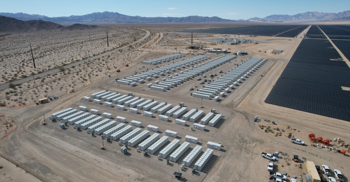 The Bureau of Land Management issued a Notice to Proceed with construction for the Sunlight Storage II Battery Energy Storage System project in Riverside County increasing energy storage for the Desert Sunlight Solar Farm Once completed the project will provide up to 300 megawatts of additional renewable energy storage capacity boosting reliability for the state power grid The project is on 94 acres of BLM-managed public lands near Desert Center in Riverside County Photo courtesy of NextEra