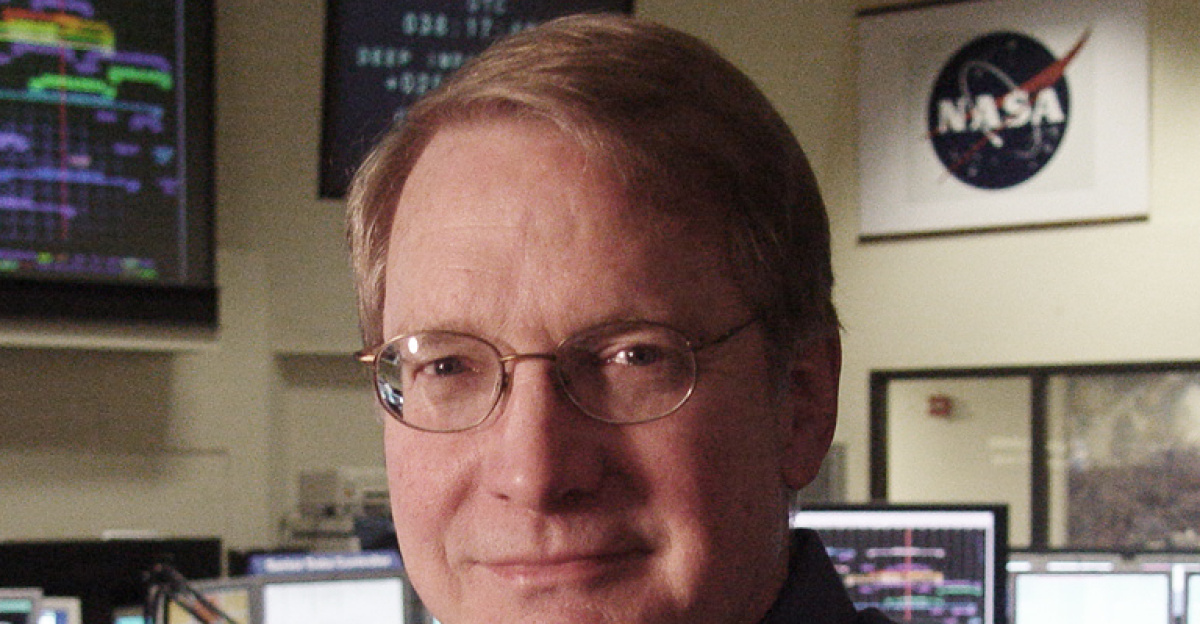 Donald K. Yeomans in the Space Flight Operations Facility at NASA's Jet Propulsion Laboratory
