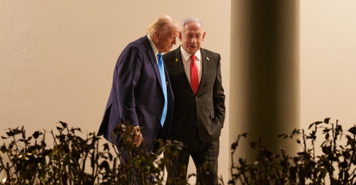 On February 4 2025 President Donald Trump welcomes Israeli Prime Minister Benjamin Netanyahu at the White House