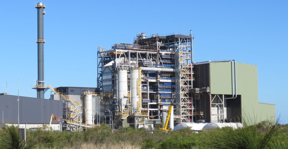 The East Rockingham Waste to Energy Plant, Western Australia, seen from the north-west, from Office Road, near the Patterson Road turn off.