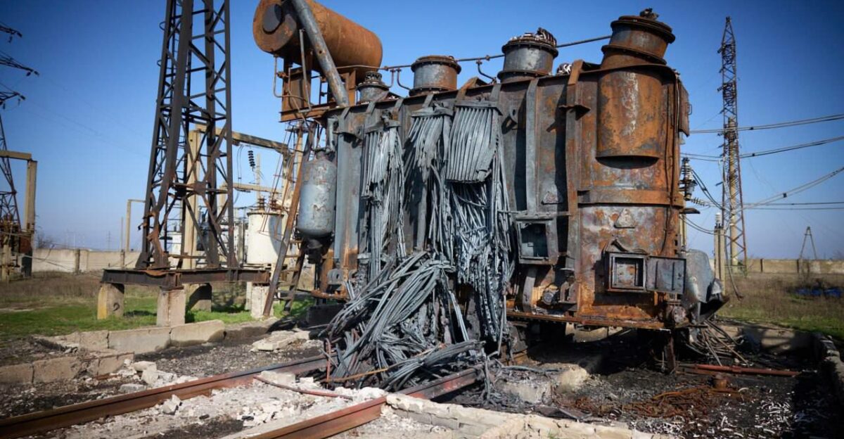 Energy infrastructure facility in Kherson Oblast after Russian invasion