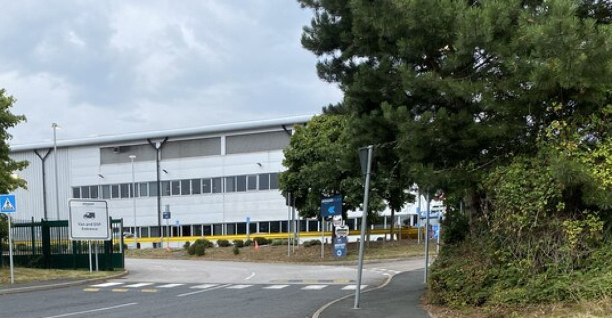 Entrance to the massive Amazon facility in Redditch