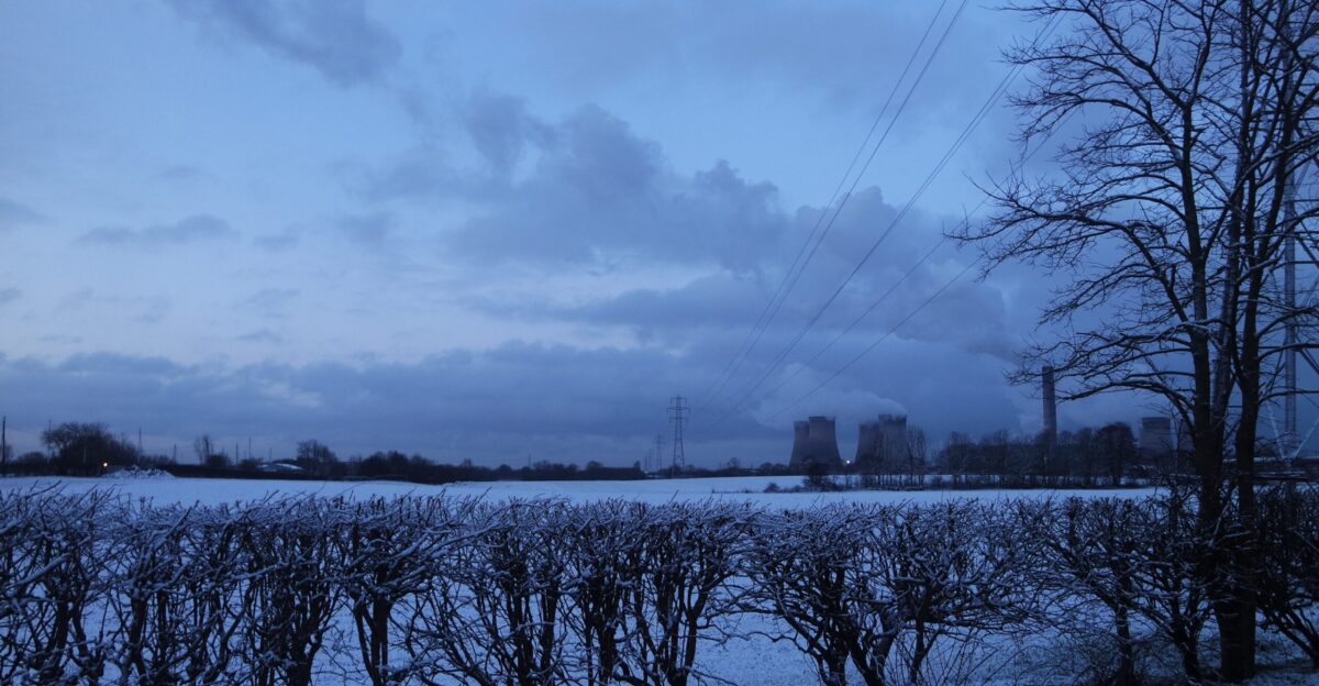 Fiddlers Ferry Power Station with early morning snow